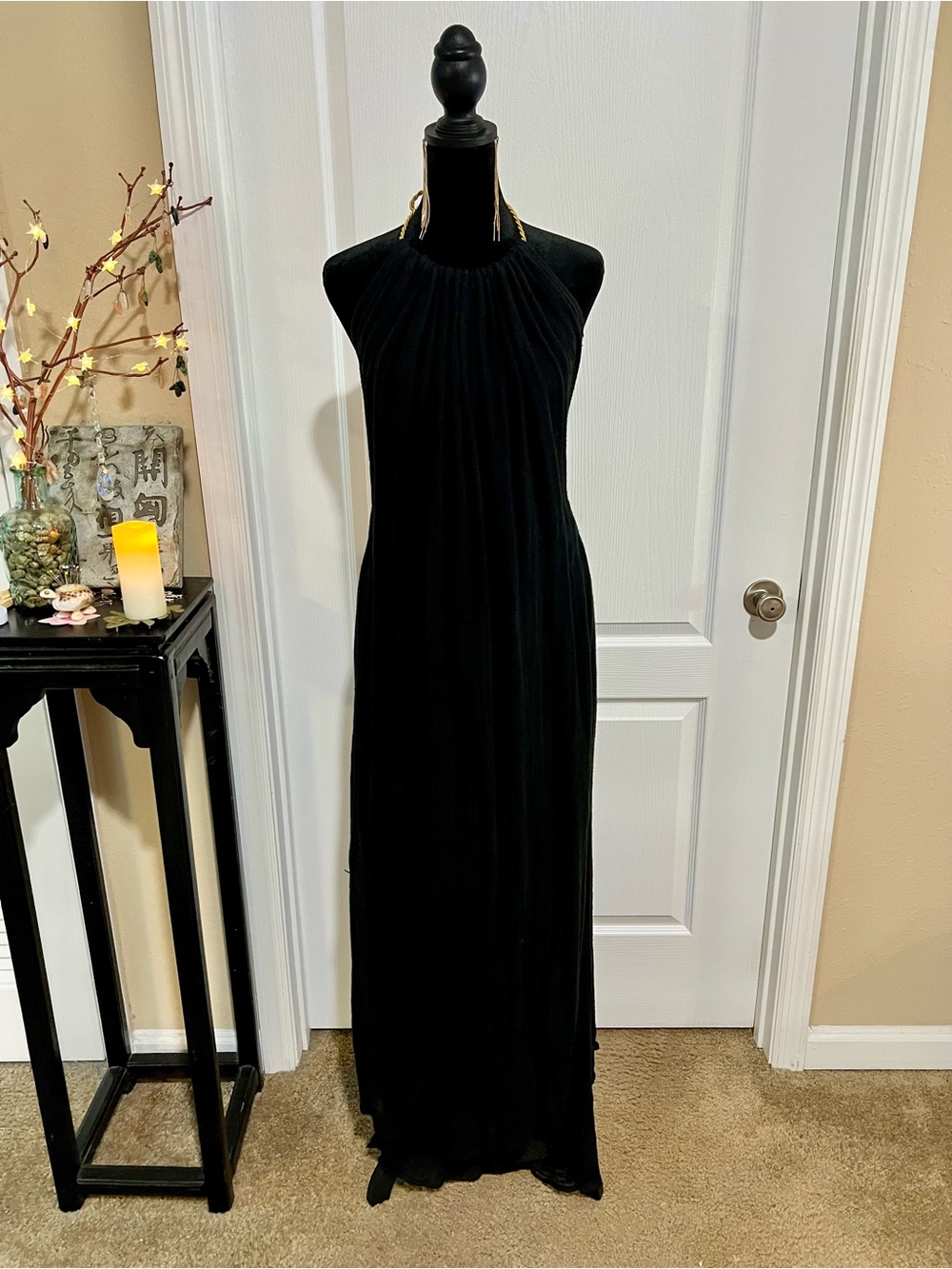 Jen’s Pirate Booty Black Halter Maxi Dress – Elegant, ethereal, flowy